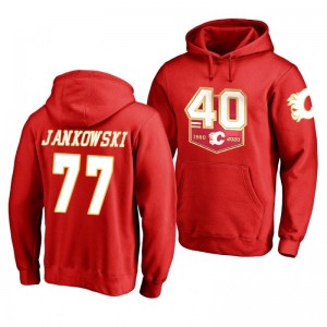 Mark Jankowski Flames 40th Anniversary Red Name and Number Hoodie - Sale