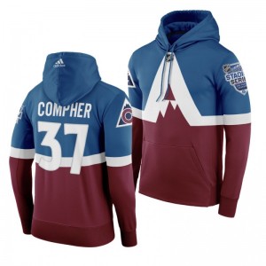 Men's J. T. Compher Avalanche 2020 NHL Stadium Series Authentic Adidas Hoodie Burgundy