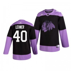 Robin Lehner Blackhawks Black Hockey Fights Cancer Practice Jersey - Sale