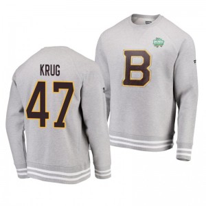 Heathered Gray 2019 Bruins Torey Krug Authentic Pro Pullover Winter Classic Sweatershirt - Sale