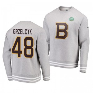 Heathered Gray 2019 Bruins Matt Grzelcyk Authentic Pro Pullover Winter Classic Sweatershirt - Sale