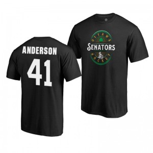 Ottawa Senators Craig Anderson 2019 St. Patrick's Day Forever Lucky Fanatics Black T-Shirt - Sale