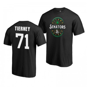 Ottawa Senators Chris Tierney 2019 St. Patrick's Day Forever Lucky Fanatics Black T-Shirt - Sale
