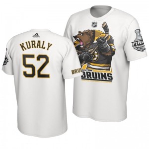 2019 Stanley Cup Final Bruins Sean Kuraly Cartoon Mascot T-Shirt - White - Sale