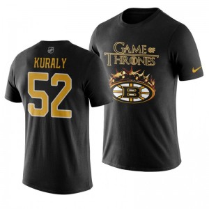 Bruins Black Crown Game of Thrones Sean Kuraly T-Shirt - Sale