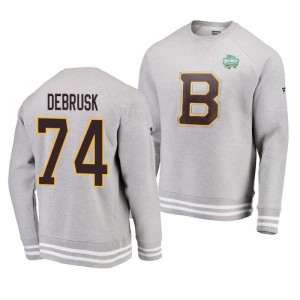 Heathered Gray 2019 Bruins Jake DeBrusk Raglan Pullover Winter Classic Sweatershirt - Sale