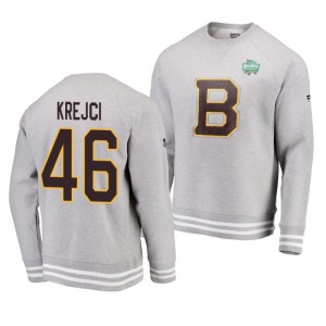 Heathered Gray 2019 Bruins David Krejci Raglan Pullover Winter Classic Sweatershirt - Sale