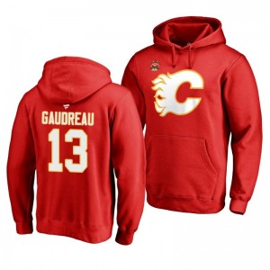 Red 2019 Heritage Classic Calgary Flames Johnny Gaudreau Team Logo Hoodie - Sale