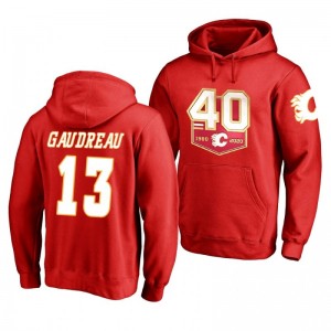Johnny Gaudreau Flames 40th Anniversary Red Name and Number Hoodie - Sale