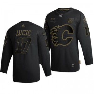 2020 Salute To Service Flames Milan Lucic Black Authentic Jersey - Sale