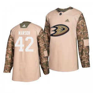 Ducks Josh Manson Veterans Day Practice Adidas Camo Jersey - Sale