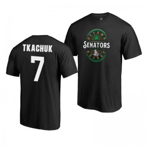 Ottawa Senators Brady Tkachuk 2019 St. Patrick's Day Forever Lucky Fanatics Black T-Shirt - Sale