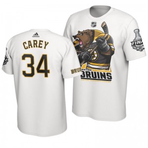2019 Stanley Cup Final Bruins Paul Carey Cartoon Mascot T-Shirt - White - Sale