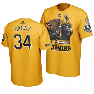 2019 Stanley Cup Final Bruins Paul Carey Cartoon Mascot T-Shirt - Yellow - Sale