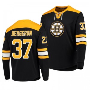 Bruins Patrice Bergeron Black Platinum Long Sleeve Jersey T-Shirt - Sale