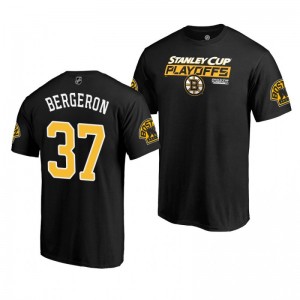 2019 Stanley Cup Playoffs Boston Bruins Patrice Bergeron Black Bound Body Checking T-Shirt - Sale