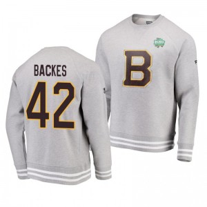 Heathered Gray 2019 Bruins David Backes Raglan Pullover Winter Classic Sweatershirt - Sale