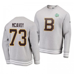 Heathered Gray 2019 Bruins Charlie McAvoy Authentic Pro Pullover Winter Classic Sweatershirt - Sale