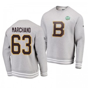 Heathered Gray 2019 Bruins Brad Marchand Raglan Pullover Winter Classic Sweatershirt - Sale