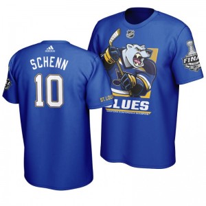 2019 Stanley Cup Final Blues Brayden Schenn Cartoon Mascot T-Shirt - Blue - Sale
