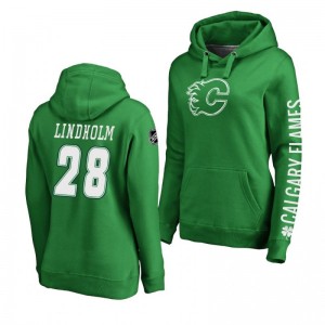 Elias Lindholm Calgary Flames St. Patrick's Day Green Women's Pullover Hoodie - Sale
