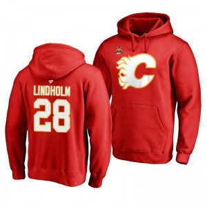 Red 2019 Heritage Classic Calgary Flames Elias Lindholm Team Logo Hoodie - Sale