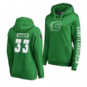 David Rittich Calgary Flames St. Patrick's Day Green Women's Pullover Hoodie - Sale