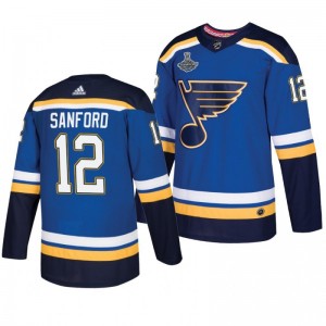 Blues 2019 Stanley Cup Champions Royal Authentic Player Zach Sanford Jersey - Sale