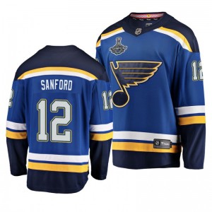 Blues 2019 Stanley Cup Champions Zach Sanford Home Breakaway Player Jersey - Blue - Sale