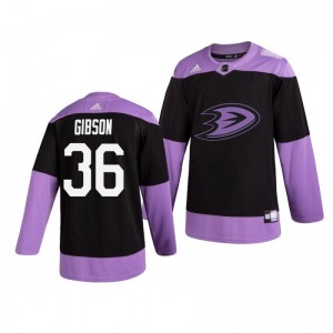 John Gibson Ducks Black Hockey Fights Cancer Practice Jersey - Sale
