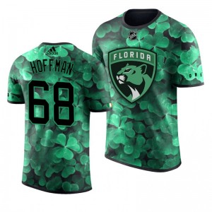 Panthers Mike Hoffman St. Patrick's Day Green Lucky Shamrock Adidas T-shirt - Sale