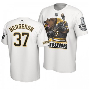 2019 Stanley Cup Final Bruins Patrice Bergeron Cartoon Mascot T-Shirt - White - Sale