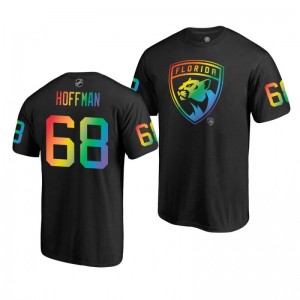 Mike Hoffman Panthers Black Rainbow Pride Name and Number T-Shirt - Sale