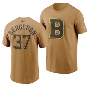 Bruins Patrice Bergeron Brown Vintage Carhartt X 47 Branded MVP T-Shirt - Sale