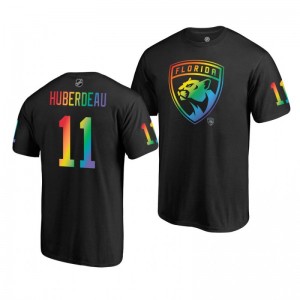 Jonathan Huberdeau Panthers Black Rainbow Pride Name and Number T-Shirt - Sale