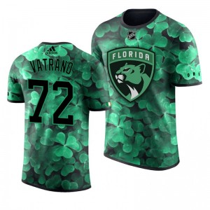 Panthers Frank Vatrano St. Patrick's Day Green Lucky Shamrock Adidas T-shirt - Sale