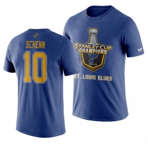 Blues 2019 Stanley Cup Champions Locker Room Brayden Schenn T-Shirt - Blue - Sale