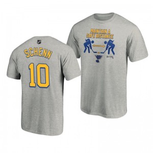 2020 Stanley Cup Playoffs Safe Distance Blues Brayden Schenn Heather Gray T-Shirt - Sale