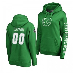 Custom Calgary Flames St. Patrick's Day Green Women's Pullover Hoodie - Sale
