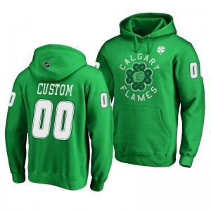 Custom Calgary Flames St. Patrick's Day Green Pullover Hoodie - Sale