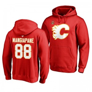Red 2019 Heritage Classic Calgary Flames Andrew Mangiapane Team Logo Hoodie - Sale