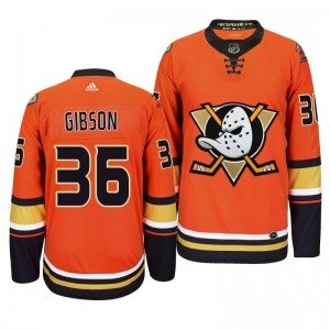 Ducks John Gibson #36 Orange 2019-20 Third Alternate Authentic Jersey - Sale