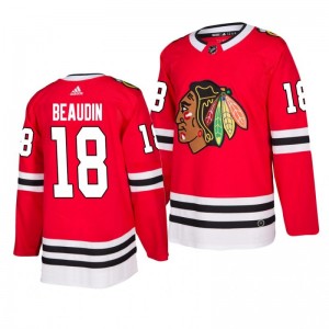 Nicolas Beaudin Blackhawks 2018 Red Draft NHL Home Jersey - Sale
