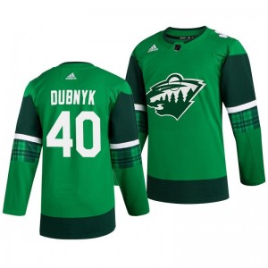 Wild Devan Dubnyk 2020 St. Patrick's Day Authentic Player Green Jersey - Sale