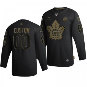 2020 Salute To Service Maple Leafs Custom Black Authentic Jersey - Sale
