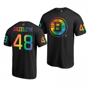 Matt Grzelcyk Bruins 2019 Rainbow Pride Name and Number LGBT Black T-Shirt - Sale