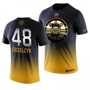 Boston Bruins Yellow Midnight Mascot Matt Grzelcyk T-shirt - Sale