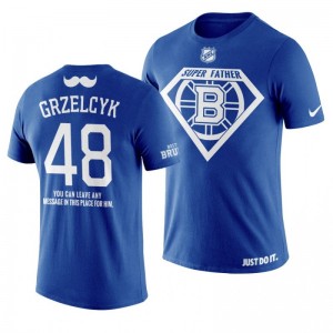 Boston Bruins Matt Grzelcyk Navy Father's Day Super Dad T-shirt - Sale