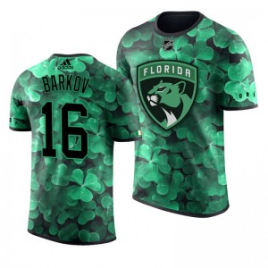 Panthers Aleksander Barkov St. Patrick's Day Green Lucky Shamrock Adidas T-shirt - Sale