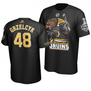 2019 Stanley Cup Final Bruins Matt Grzelcyk Cartoon Mascot T-Shirt - Black - Sale